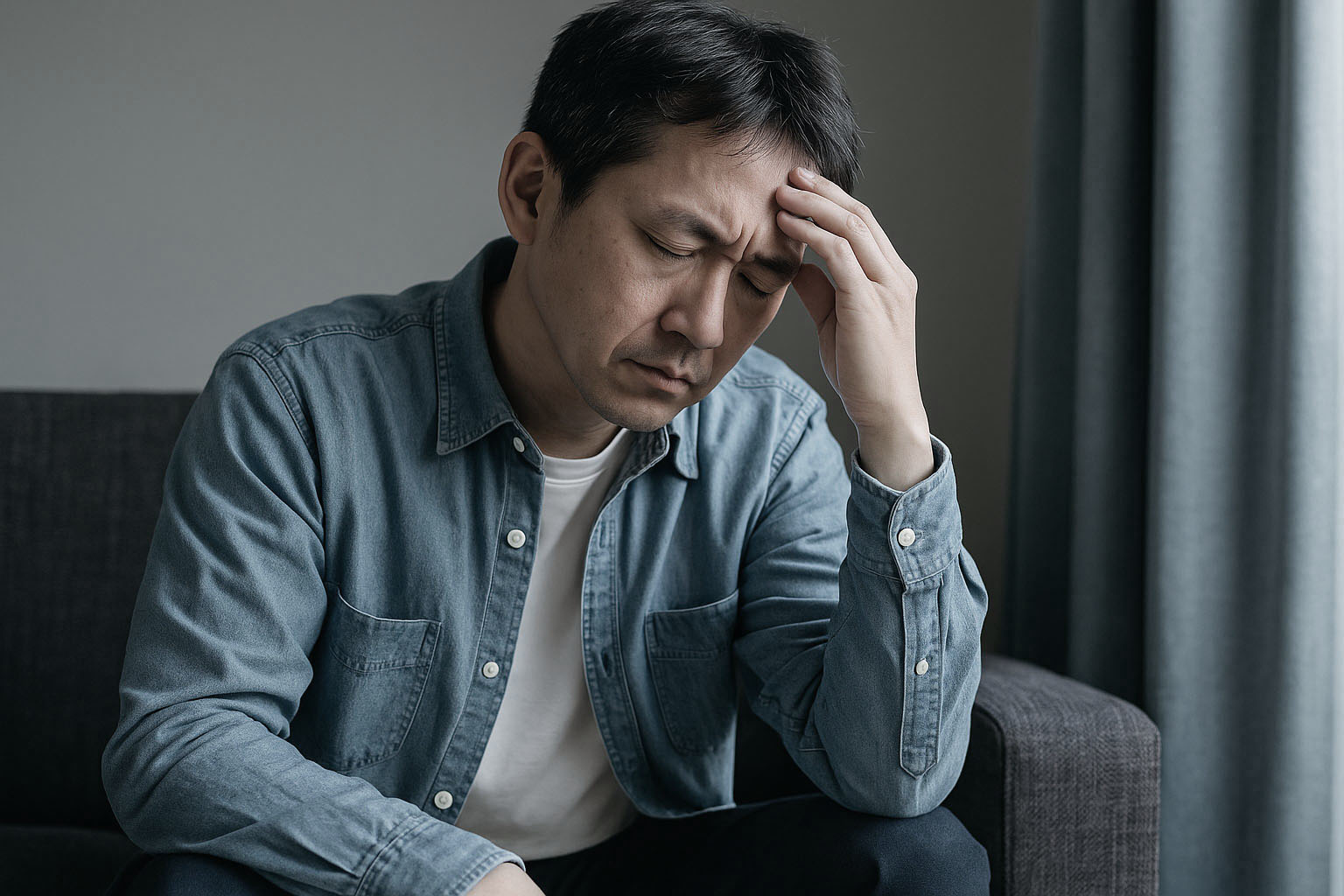 押し寄せる借金の返済日_思い悩み頭をかかえる男