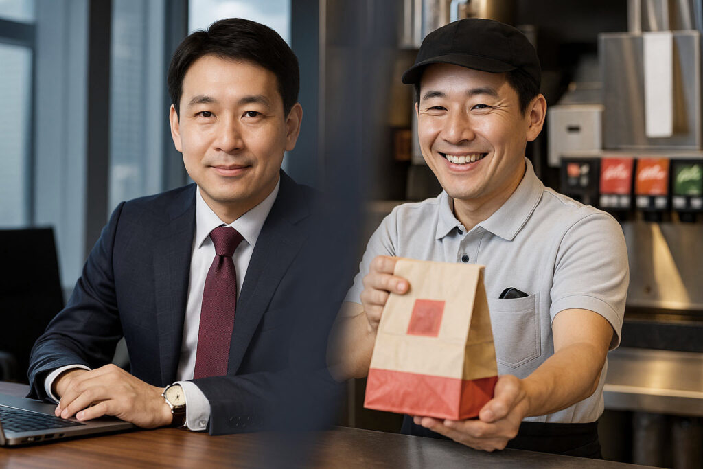中高年の就活_ファストフード店員・デスクワーク